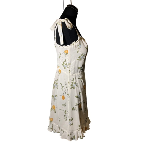 Reformation Christine Mini Dress in Citron (Lemon Print, Women's Size 8 - Picture 10 of 16